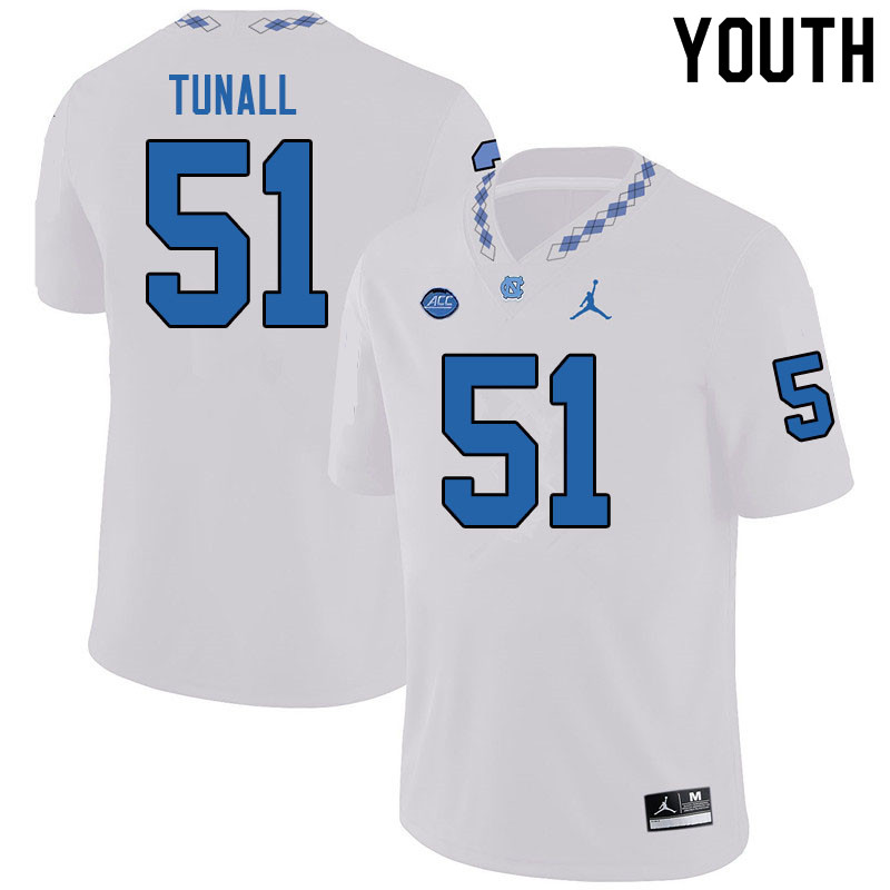 Jordan Brand Youth #51 Wyatt Tunall North Carolina Tar Heels College Football Jerseys Sale-White